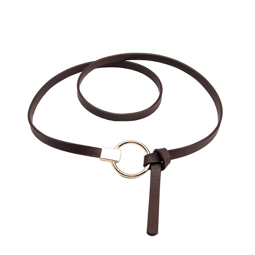 New Korean Style Slim Waist Belt with Cardigan Dress, Decorative Knot Small Belt, Versatile Women's Round Button Belt