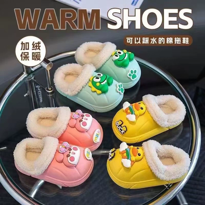 ПВХ стерео мультфильм хлопчатобумажные тапочки зимний бархат съемный водонепроницаемый милые животные дети мужчины и женщины хлопковые шлепанцы