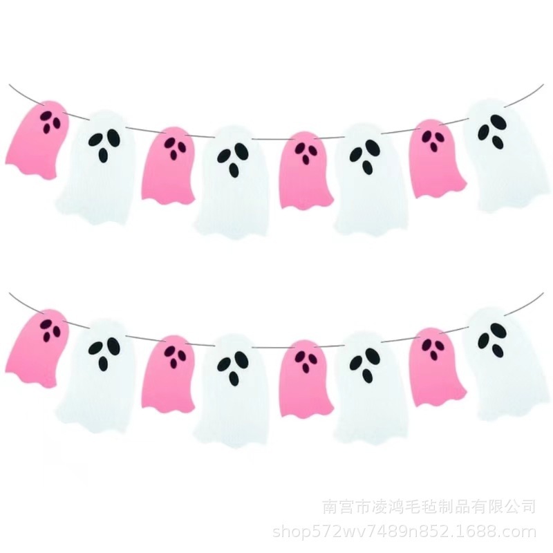 ハロウィーンフェルト幽霊拉旗ストラップパーティー装飾鬼節場配置背景拉旗道具装飾|undefined