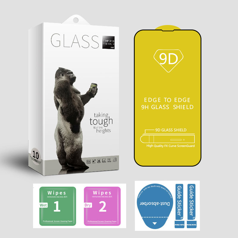 Protector de pantalla de vidrio templado 9D para Apple 11, 13, 12, iPhone 15, protector de pantalla completo, engrosado, anticaídas, con embalaje.