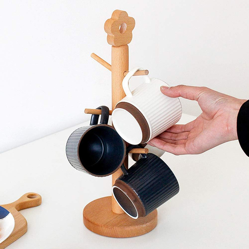 Taza de madera portavasos hogar cocina taza de agua estante de almacenamiento al revés árbol estante creativo reloj pulsera de almacenamiento rack