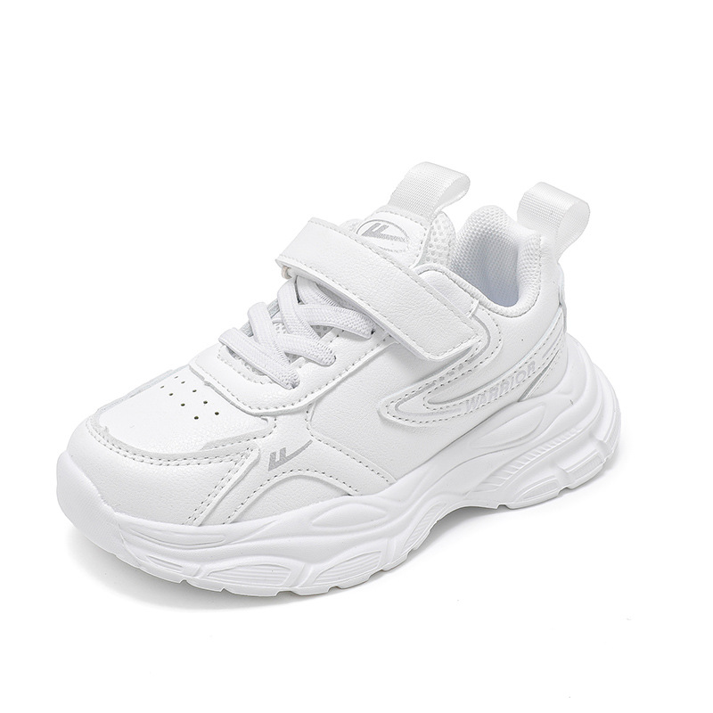 Pequeños zapatos de cuero con suela ligera, zapatos deportivos para niños y niñas, zapatos casuales para juegos de otoño, negros 4 - 16 años de edad.