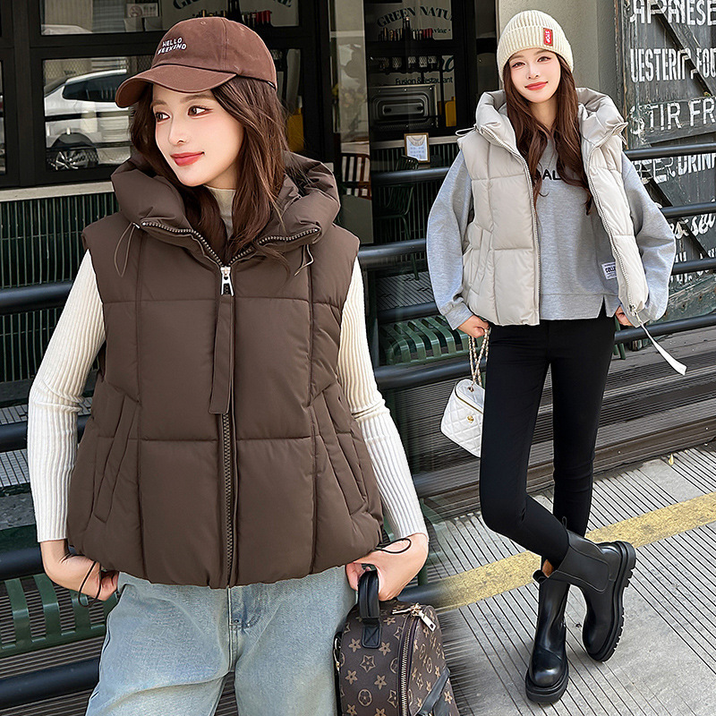 2025 otoño y invierno nuevo chaleco de algodón plumado de mujer comercio exterior corto estilo coreano chaleco suelto chaleco de caballo abrazadera ropa abrigo image 1