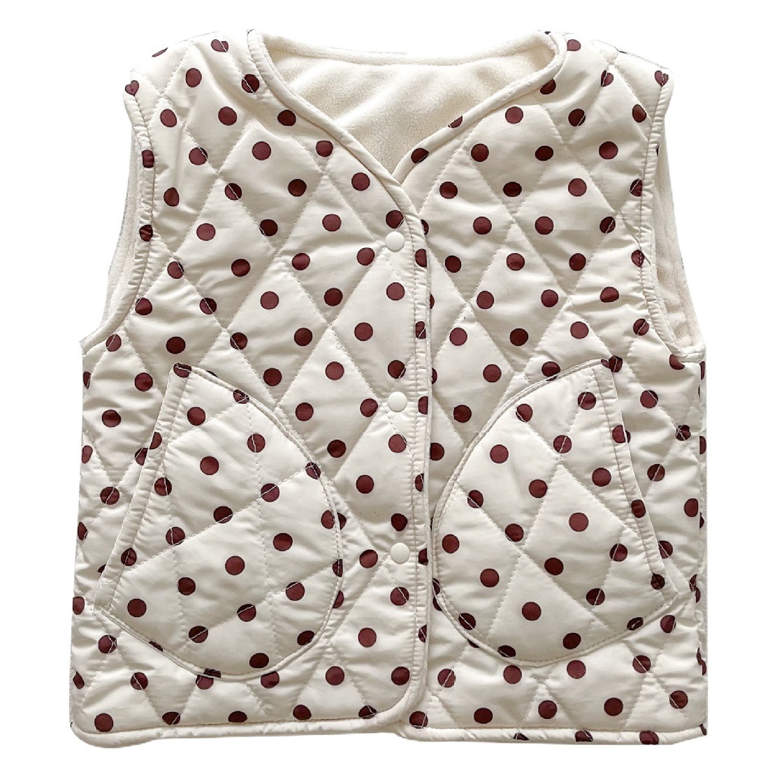 0-3 años de edad de los niños Chaleco de estilo coreano Polka Dot acolchado bebé desgaste exterior cardigan engrosada cálido bebé Chaleco de algodón chaleco