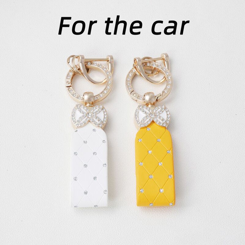 Korean Style Diamond Bow Keychain Ins Rhinestone Leather Car Key Chain Bag Motorcycle Key Pendant for Women Korean Style Diamond Bow Keychain Ins Rhinestone Leather Car Key Chain Bag Motorcycle Key Pendant for Women