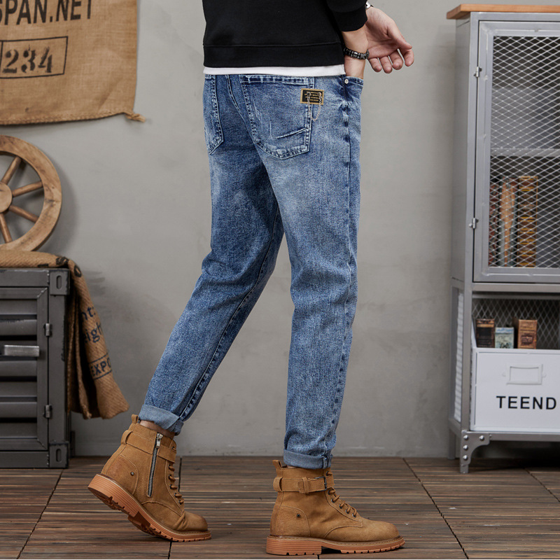 Vaqueros rotos para hombre, vaqueros para hombre con elástico en la pierna pequeña_voghion.com