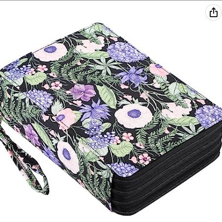 Amazon nuevo gran capacidad pu lápiz bolsa estudiante papelería bolsa 200 agujero arte pintura bolsa de almacenamiento