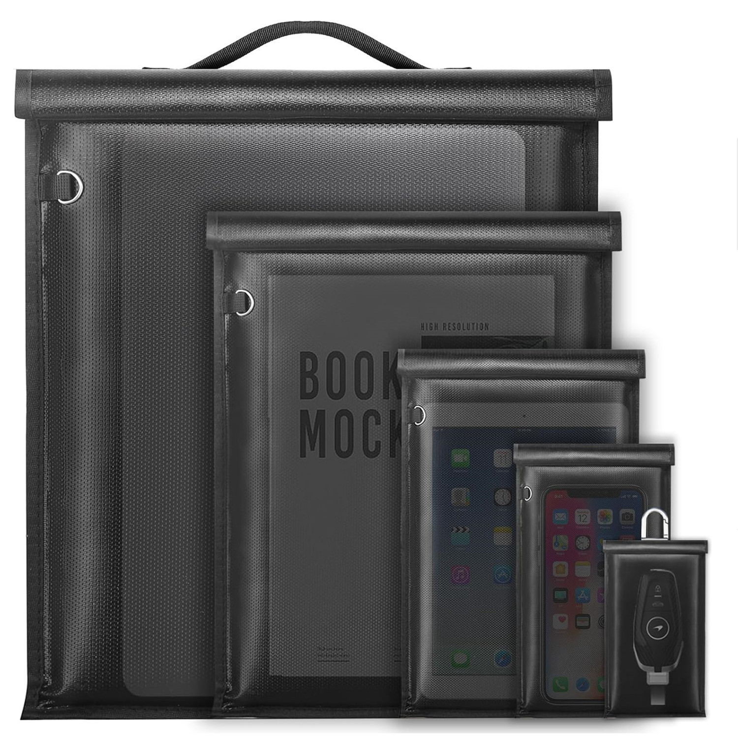 Laptop, Tablet, Car Key, Faraday Bag Key Protector, Waterproof, Fireproof, RFID Five-Piece Set