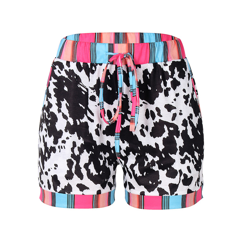 Leopard Strappy Waist Casual Colorful Shorts
