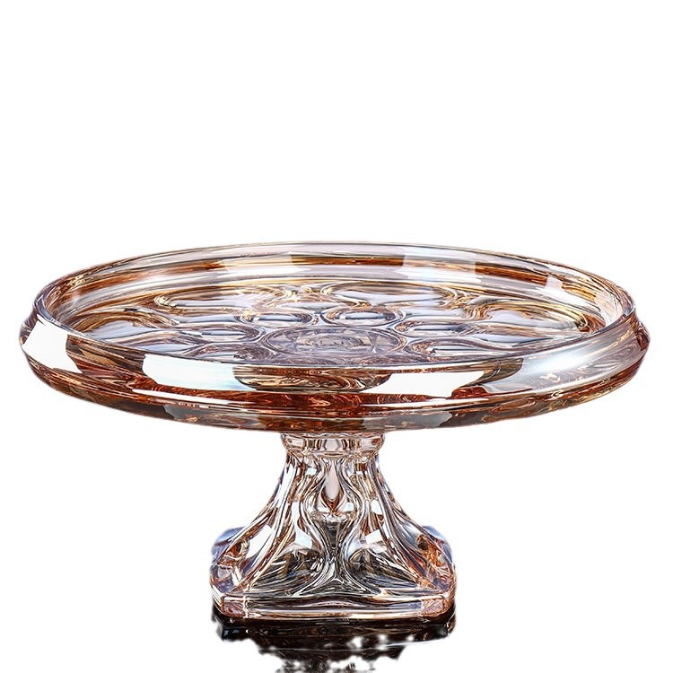 Frutero de cristal ámbar importado de la República Checa con base, frutero de estilo nórdico para sala de estar, arte decorativo para el hogar. image 6