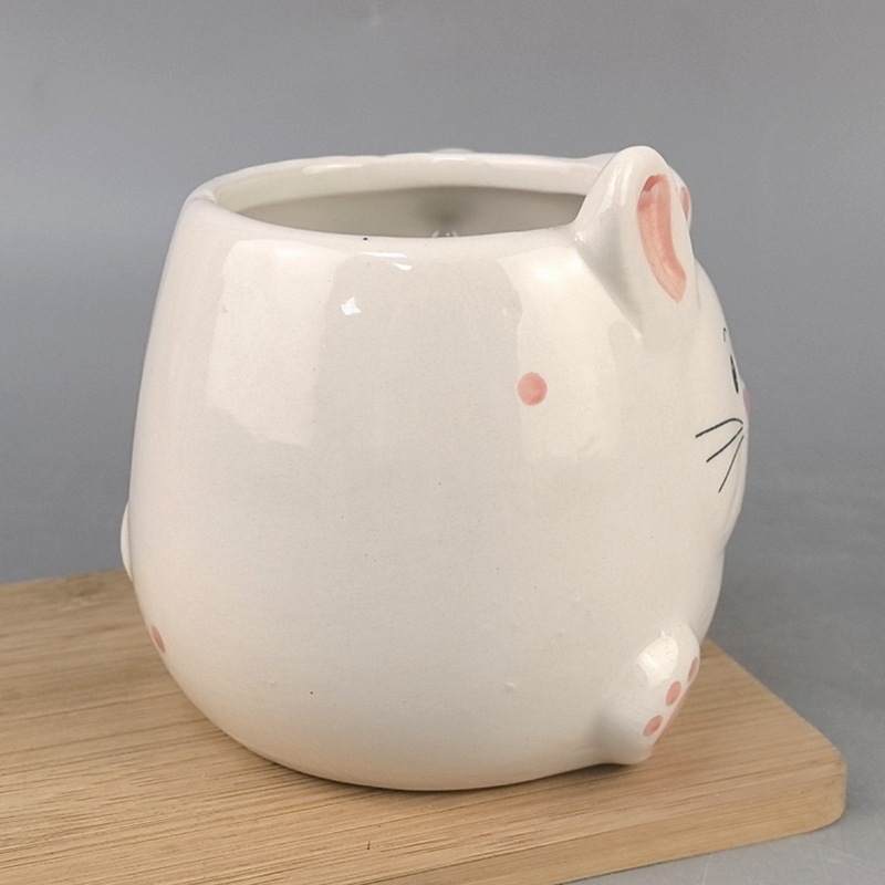 Taza de conejo de cerámica Taza de cerámica creativa Taza de animal tridimensional linda de dibujos animados Taza de bebida de cerámica pintada a mano