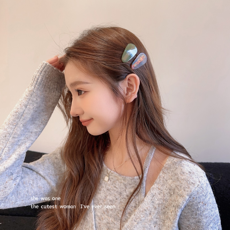 2只装 韩版简约水滴鸭嘴夹套装小巧可爱少女刘海夹侧边碎发夹|undefined