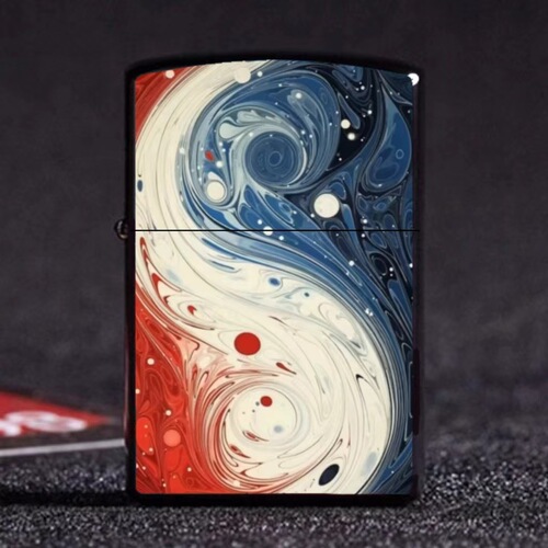 Ink-Wash Tai Chi Feng Shui Lighter, Kerosene-Resistant Windproof Metal Lighter, Creative Vintage Kerosene Lighter with Imaginative Design