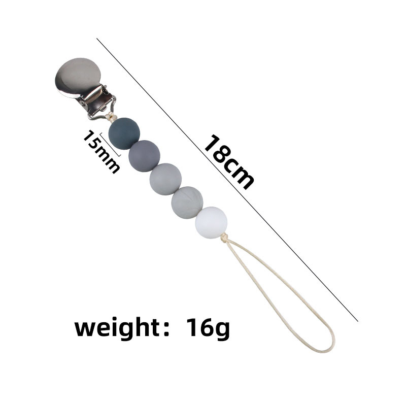 Suministros para bebés nuevo clip de pezón de hierro redondo dientes de bebé moler cuentas de silicona Cadena de pezón cadena anti-caída