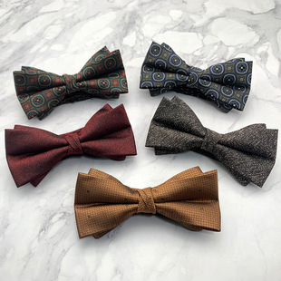 Bow tie men's fashion wedding groom best man business casual fashion striped formal suit double bow bowtie