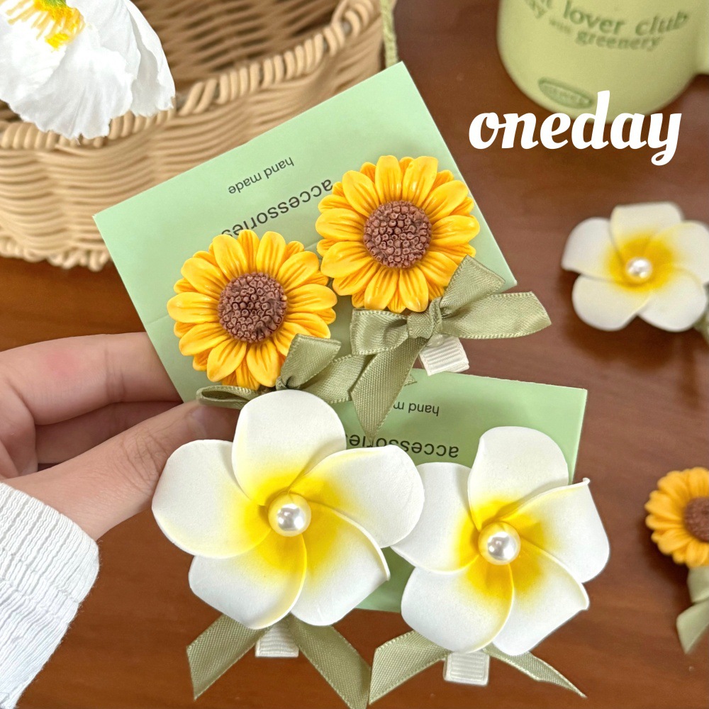 Hermoso girasol huevo de flores clip para el cabello interesante pequeño fresco dulce chica lateral clip de boca de pato clip para el cabello de niños