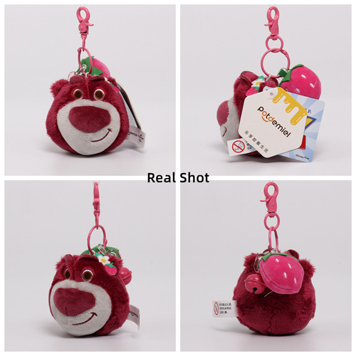 Disney Toy Story Strawberry Bear Pendant Doll Flower Strawberry Bear Doll Plush Toy Claw Machine Male