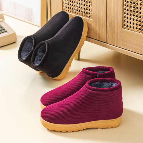 Winter Handmade Cotton Shoes for Women, Durable, Warm, Thick-soled, Traditional Cotton Shoes for Home, Non-slip, Postpartum Shoes, for Middle-aged and Elderly Women