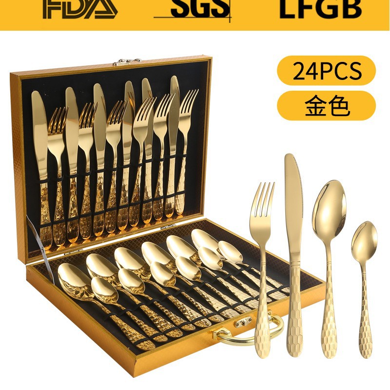 Fuente transfronteriza de cubiertos de acero inoxidable cuchillo y tenedor cuchara set cubiertos de agua set 24 / 36 / 48 piezas set caja de regalo set