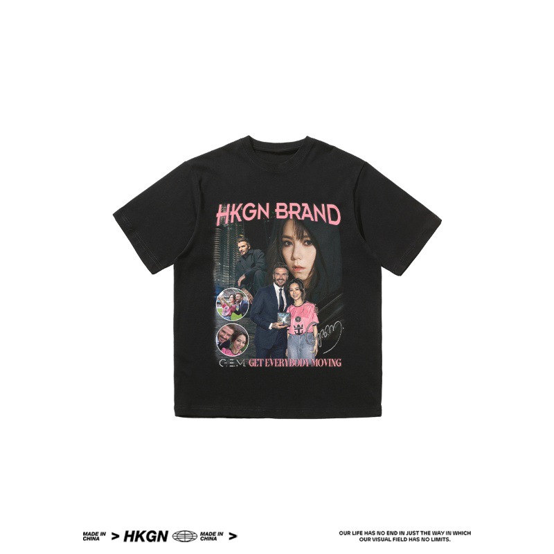 Deng Ziqi Beckham impresa camiseta de manga corta de cuello redondo suelta estrella de moda de fútbol