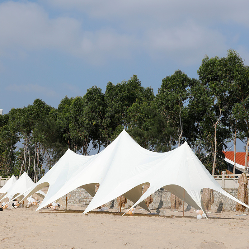 戶外天幕萬重山超大三峰戶外防雨防曬露營天幕野餐多人便攜涼棚