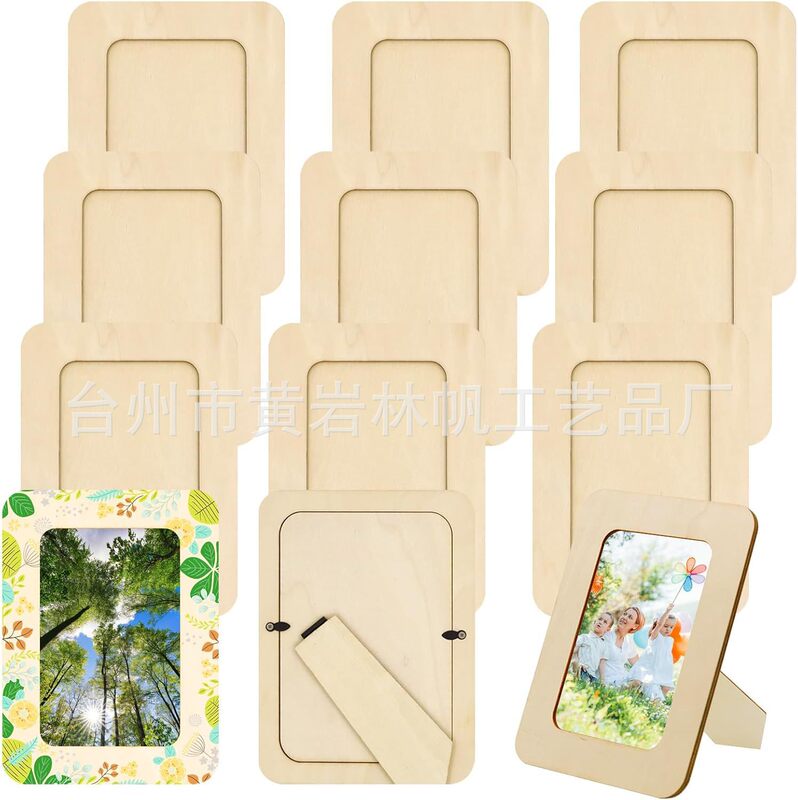 Manufacturer Wooden Photo Frame DIY Wooden Photo Frame Craft Gift Unfinished Solid Wood Photo Frame Decorative Ornaments