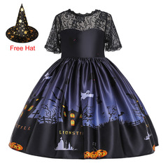 Halloween dress万聖魔女コスプレコスプレドレス漫画子供プリントワンピース