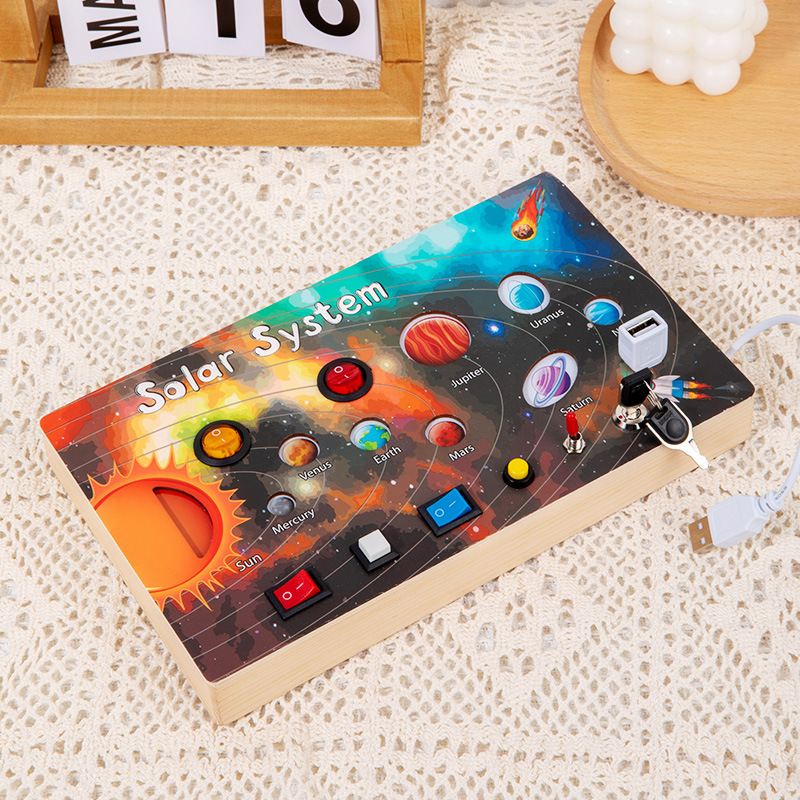 CPC Educación temprana para niños Volante de madera Luz LED Tablero ocupado Tablero ocupado Interruptor de tablero ocupado Juguetes navideños