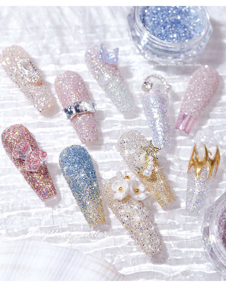 Nail Art Crystal Crushed Diamond Powder, Trendy New Product, Sparkling Mixed Micro Diamonds, Glitter Nail Sequins, Diamond Decorations