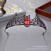 欧美万圣节蝙蝠皇冠合金水钻复活节暗黑节日头饰女巫派对装饰批发
