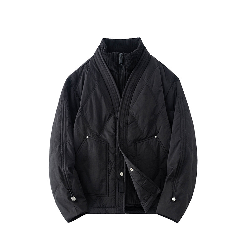 Nueva chaqueta de plumón de pato estándar nacional para hombres invierno 2025 nuevo tipo de hombre caliente y grueso falso de dos piezas de chaqueta de marca de moda de algodón grande