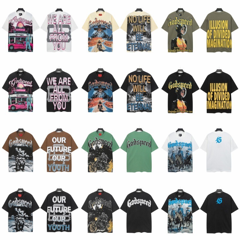 High-Quality Cross-Border American Fashion Rock Band High Street Punk Style Skull Print Heavy-Weight Double Yarn Cotton Short-Sleeve T-Shirt High-Quality Cross-Border American Fashion Rock Band High Street Punk Style Skull Print Heavy-Weight Double Yarn Cotton Short-Sleeve T-Shirt