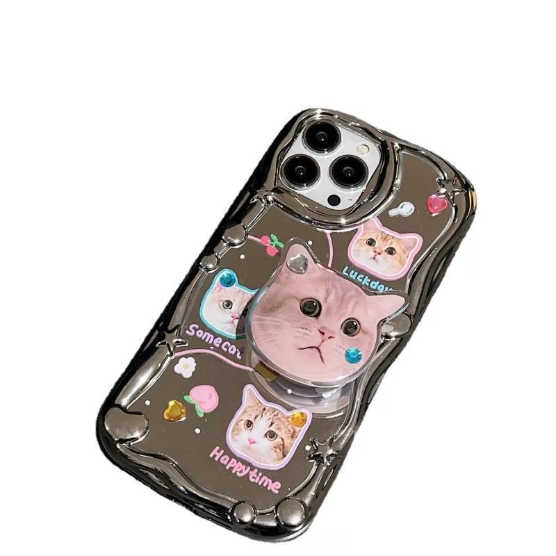 Phone Case (Apple) iPhone 11–15 Series, Plating Mirror Cat Design, Drop Protection