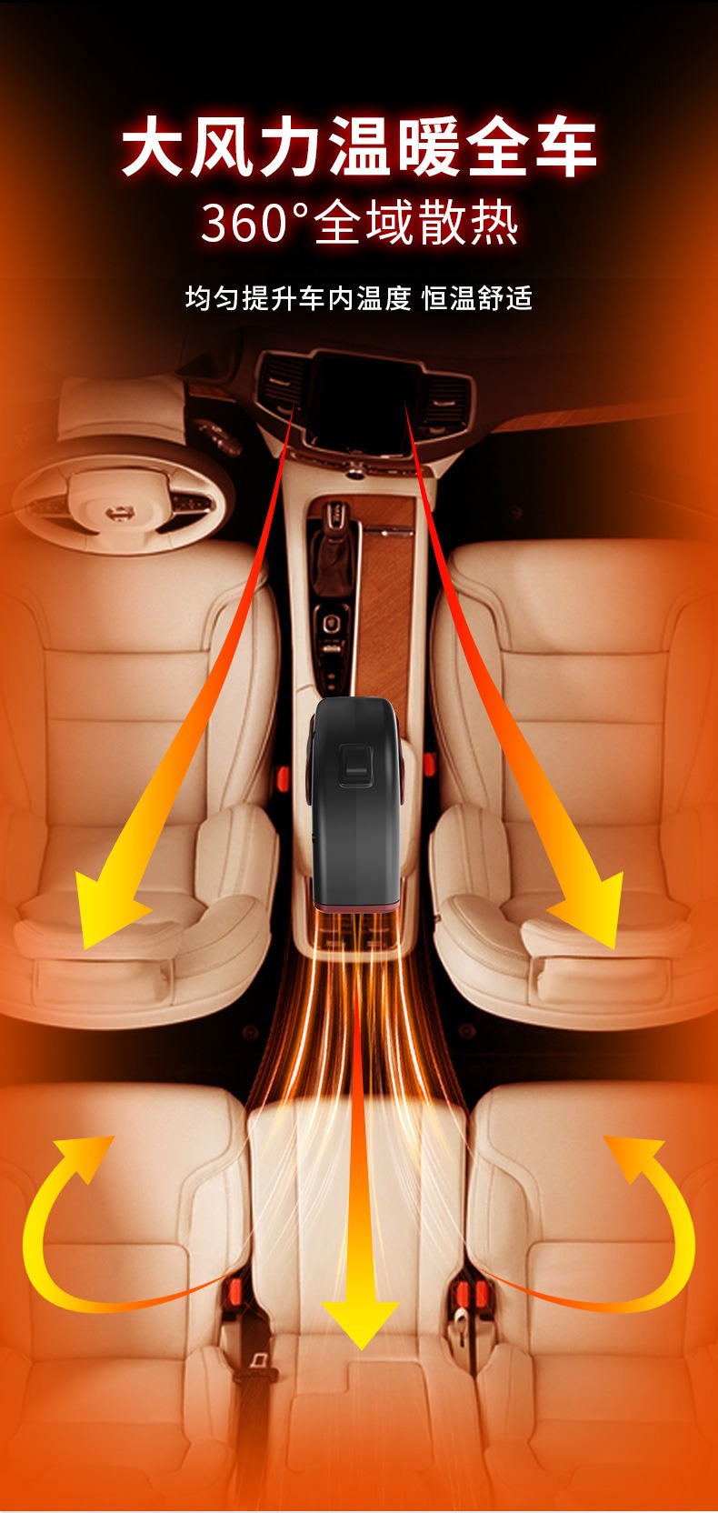 Car Heater Mini Car Heater 12V Defogging and Defrosting Heater 24V Heating and Cooling Dual-Purpose Electric Heating Fan