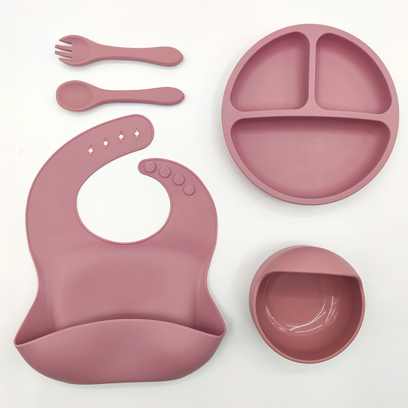 Juego de vajilla de silicona para niños, vajilla para alimentación maternoinfantil, plato de comida, tazón de comida, bebé aprende a comer, plato separado