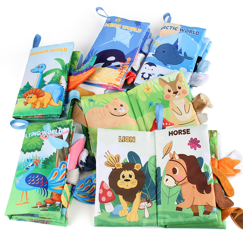 Bebé Infantil Educación Temprana animal cola libro de tela animal marino libro de Palma dinosaurio bosque animal libro de tela juguete