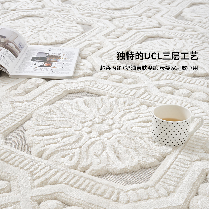 Fábrica directa transfronteriza alfombra de sala de estar francesa alfombra de sofá de dormitorio resistente al desgaste al grosor alfombra antideslizante al por mayor