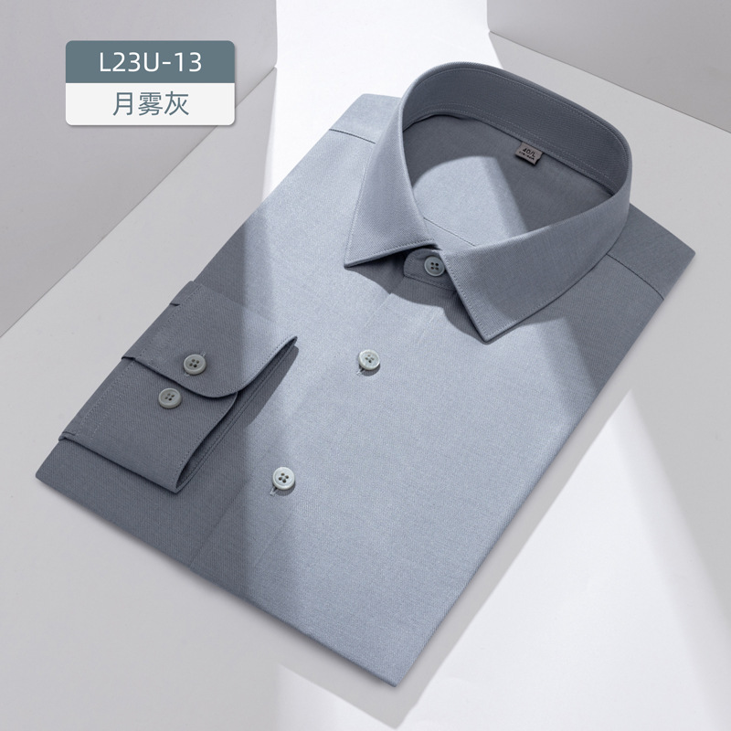 Camisas de lana personalizadas para hombres de mangas largas mezcladas de tiesa de moda de negocios casuales delgadas sin quemar camisa formal para hombres