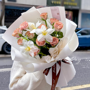 Three-Dimensional Embossed Paper Flower Wrapping Paper Bouquet Wrapping DIY Material Full Set Gift Waterproof Fenghua Flower Shop Gold Small
