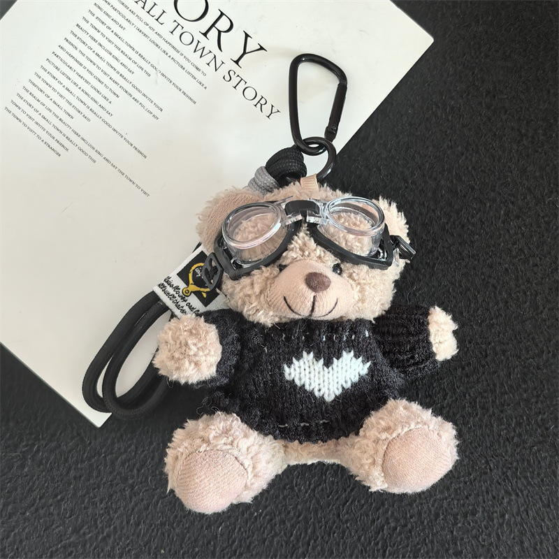 Aviator Bear Bolso Colgante Muñeco de felpa Llavero Escuela secundaria Regalos Joyas creativas