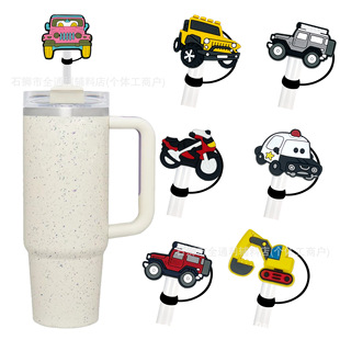Car straw cap silicone straw cap non-toxic high temperature heat resistant racing dust cover creative cartoon accessories high sense