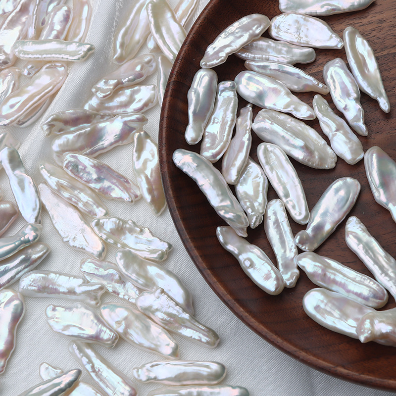 一顆價格長條天然淡水珍珠巴洛克琵琶散珠diy耳環飾品配件