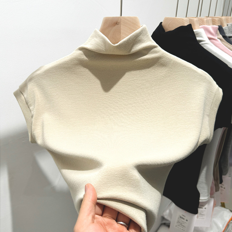 設計弾力底シャツ春秋半袖半高襟半袖底地デールモーダル修身tシャツ高襟|undefined