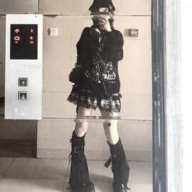Y2K十字架靴套时尚街头百搭暗黑个性纯色洋气水洗牛仔腿套系带
