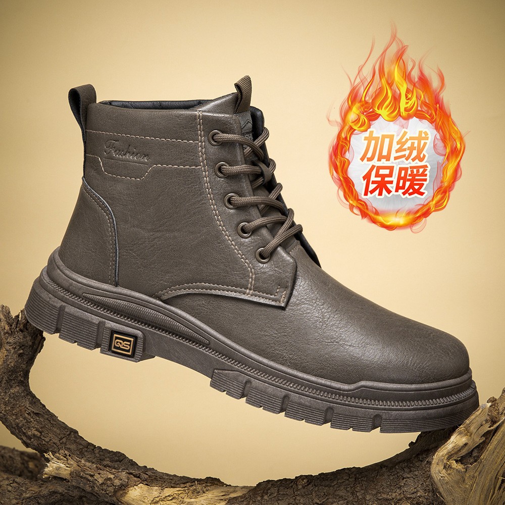 Martin botas zapatos individuales 2025 primavera nuevos zapatos de cuero casuales estilo británico herramientas negras botas de cuero altas zapatos de hombre al por mayor