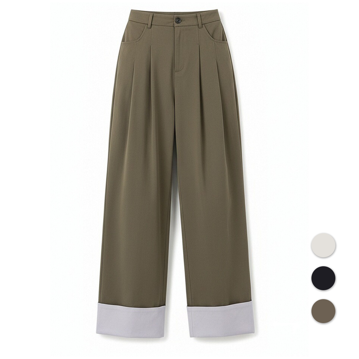0051 Women's Cropped Straight-Leg Casual Pants, Summer Thin High-Waisted Slimming Versatile Fashion Long Pants for Outdoor Wear