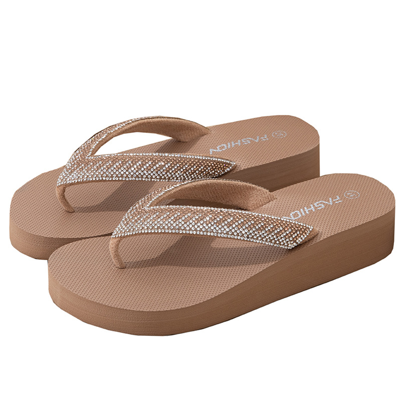 Zapatillas de viento de hadas de verano, zapatillas de moda de diamante, zapatillas de playa, zapatillas de playa, tacones de zapatillas de flip flops