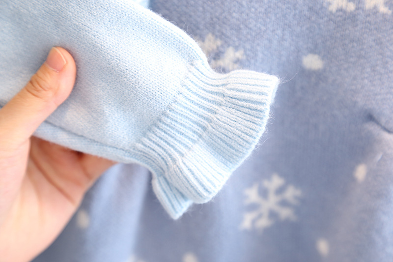 Girls' Woolen 2021 Children's Sweet Korean Edition Western style Ice and Snow Romance Knitted Dress 9002_voghion.com