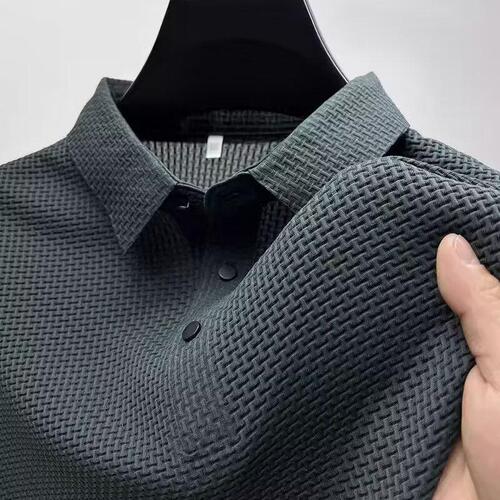 Men's Summer New Pure Color Polo Shirt, Half-Sleeve Casual T-Shirt with Trendy Short Sleeve and Collar