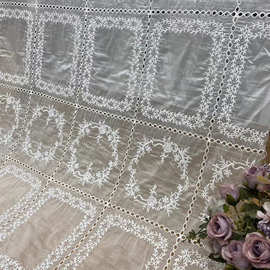 新品大方格镂空刺绣天丝方格绣花面料 童装连衣裙面料源头厂家